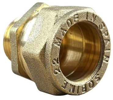 Arcanaute - Raccord laiton bicône - Raccord droit Mâle Bicone 1/2 (15/21) - Cuivre Ø22 -