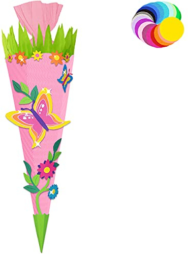alles-meine.de GmbH Bastelset - Schultüte Farbe & Größe wählbar 70/85 / 100 cm - Schmetterling - Farbe frei wählbar - Bastelschultüte - Zuckertüte zum selber Basteln Bemale..