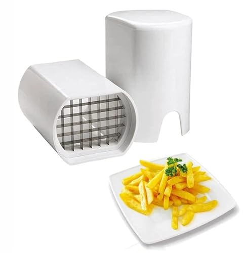 Tagliapatate manuale, taglia patate fritte professionale, con griglie per tagliare (bianco)