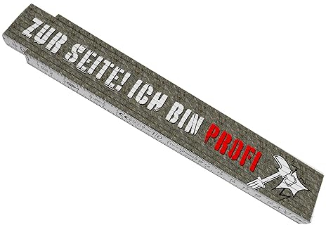 Meterstab aus Holz mit lustigem Spruch und Hammer - Zur Seite! Ich bin Profi als lustiges Geschenk zum Vatertag für Papas die richtige Heimwerker oder Handwerker sind und alles
