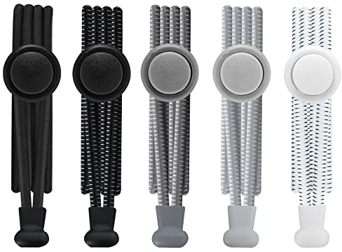 BOYATONG 5 Paar Elastische Schnürsenke, Schuhbänder Ohne Binden, Schnürsenkel Schnellverschluss, Gummi Schnürsenkel für Kinder, Herren, Damen Sport