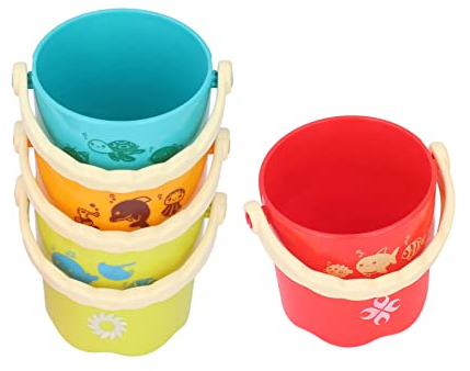 Pilipane Bath Stacking Cups,Stacking Cups Toy for Kids,4 Pcs Buckets Set,Pre-School Learning Toy Stacking Tower,Baby Bath Stacking Bucket Toy,Infant Funny Colorful Stacking Cup for Baby Birthday Gift