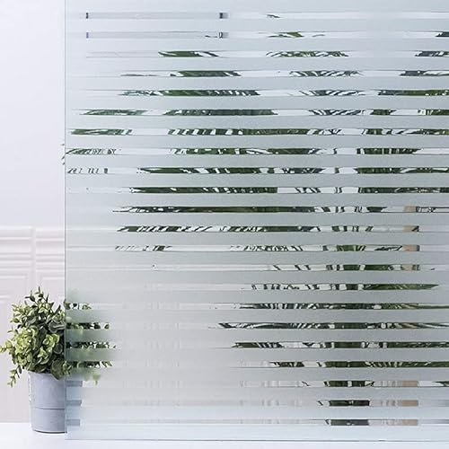 Hoonng Fensterfolie Streifen Blickdicht Selbsthaftend Sichtschutz, Streifen Fein 44.5x200cm