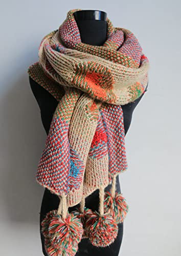 LUMoony Damen Herren Schal Warmer Strickschal Winterschal Bunten Punkt Polka Dot Gestrickt Bohemia Weicher Länger Schals Herbst Winter Strickschal 200 * 37cm für Wintermantel Kleid Scarf Headwear