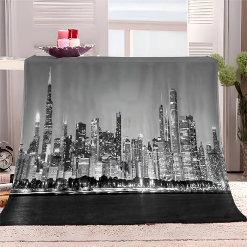 Kuscheldecke Flanell Decke Graue New York City 150x200 cm Fleecedecke Flauschig Weich Warme Tagesdecke, 3D Wohndecke Sofadecke Couchdecke für Teens Erwachsene
