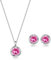 immobird Schmuck Set Damen Silber 925 mit Oktober Geburtsstein Rot Korund Kette und Ohrstecker Set Geschenk Für Damen Mama Mädchen