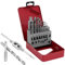 QWORK® 16 piezas Juego de machos y brocas profesional, juego de machos de roscar M3-M12, 7 brocas helicoidales HSS 2.5-10.2 mm, llave giramachos