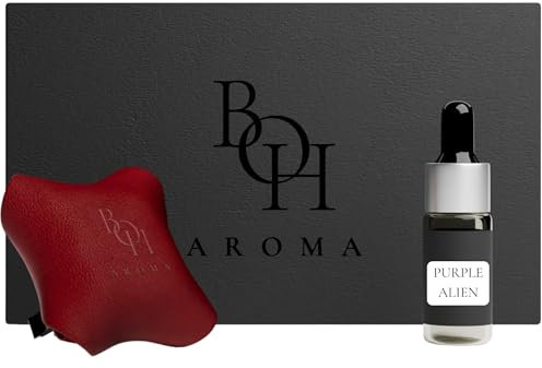 PURPLE ALIEN Auto Parfüm I Autoduft I Auto Lufterfrischer I Autoduft mit eigenem parfum | Echtleder | Lang anhaltende Autozubehör Innenraum | Car Perfume | 10 ml Duftöl | Rot