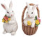 Valery Madelyn 2 Stück Osterhasen für Osterdeko Modern,Dekohase Harz mit Blumen Osterkörbchen für Frühlingsdeko Tischdeko Gartendeko,Ostern Geschenke für Wohnzimmer Party,12cm(M)