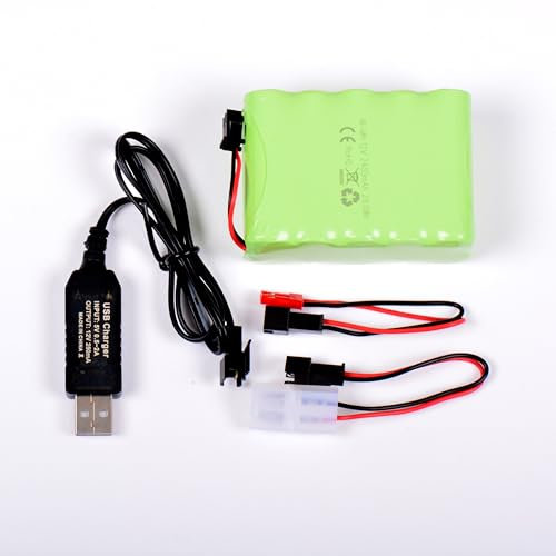 AFTERTECH PACCO BATTERIA Ni-MH 12v 2400mAh 72x52x30mm CON CAVO DI RICARICA USB E CONNETTORE SPINA SM 2P KET JST E3D4