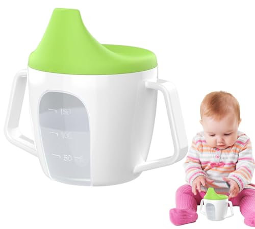 Baby-Schnabeltasse, niedlicher, auslaufsicherer Schnabelbecher mit Griffen und Skala, Schnabelbecher für Kinder, sturzsicher, leicht zu greifende Schnabeltasse zum Füttern von Kindern, Baby-Trainings-