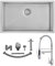 Auralum Fregadero Cocina 70x44cm + Grifos Cocina Fregadero con Doble Rociador