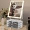 PULUOMIS Hollywood Vanity Mirror with Lights, 25x30cm Dressing Table Makeup LED Mirror with Jewellery Box Organizer, 3 Color Lighting, 360°Rotation, Touch Control