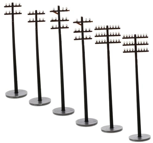 COOPHYA 6 Stück Miniatur Telegrafenmasten Aus Kunststoff Abs Maßstab 1:42 Leichtes Modell Für Sandkästen Und Dioramen Zubehör Für Modelleisenbahnen Und Architektur