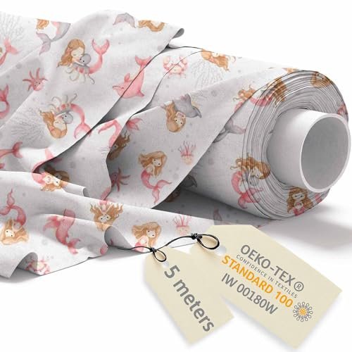 DreamRoots Baumwollstoff Meterware, Mermaid Paradise, 5 m Vorschnitt