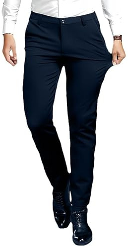HAGOT Pantalon Chino Homme, Pantalon Homme Habillé avec Multipoches, Anti-Rides Slim Fit, Style Décontracté