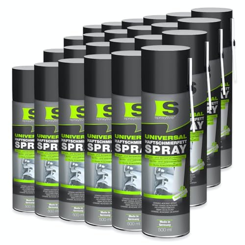 Spraytive 24 x 500ml Universal Haftschmierfett Sprühfett - Auto & Werkstatt | Schmierfett & Seilfett für Lager, Gelenke, Gestänge & Seile, Fettspray für Kfz und Motorrad, silikonfrei, made in Germany