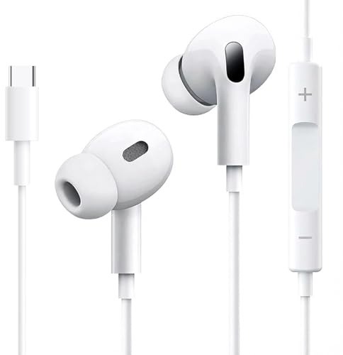 USB C Headphones for iPhone 17 16 15, Type C Earphones for iPad Pro Air Mini, iPad 10th, USB C Wired Earbuds (Built-in Microphone & Volume Control), Compatible with iPhone 17 16 Galaxy S20 S21 S22 S23