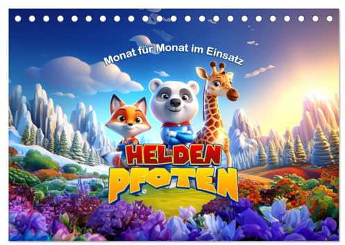 Heldenpfoten: Monat für Monat im Einsatz (Tischkalender 2026 DIN A5 quer), CALVENDO Monatskalender: Tierische Helden in spannenden Monatsabenteuern. (CALVENDO Tiere)