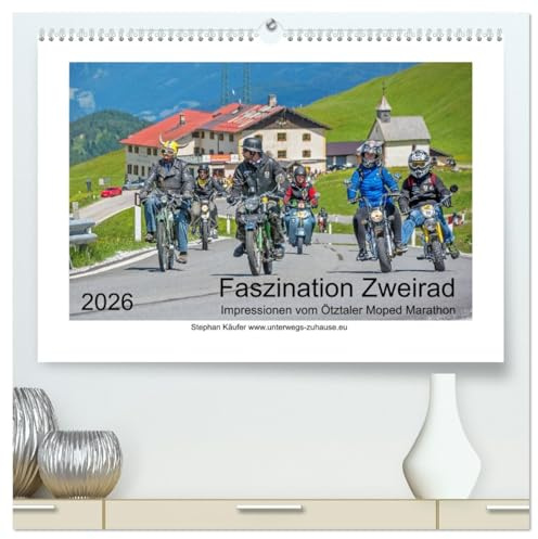 Faszination Zweirad - Impressionen vom Ötztaler Moped Marathon (hochwertiger Premium Wandkalender 2026 DIN A2 quer), Kunstdruck in Hochglanz: Tollkühne Piloten und tapfere Mopeds (CALVENDO Mobilitaet)