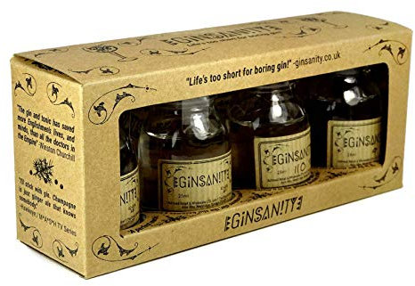 Ginsanity Gin Tasting kit 4 & 8 bottle Gin Flavour Spectrum Tasting Box Set (Menu: The Full English Gin-Fast (England))