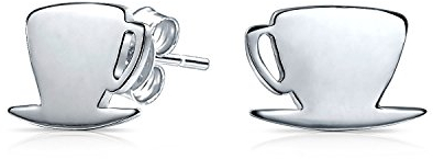 Tiny Food Latte Espresso Cafe Coffee Lover Stud Earrings For Women For Teen .925 Sterling Silver