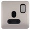 Schneider Electric Lisse Screwless Deco 1G 13A Sw Socket BSS, Stainless Steel/Black, 1 Gang