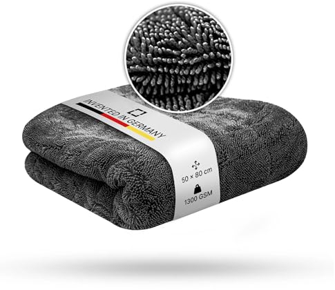 Liquid Elements – Auto Trockentuch Premium Black Hole XL 1300 GSM 50 x 80 cm – Mikrofasertuch zur Autopflege – extrem saugstark, fusselfrei & oberflächenschonend