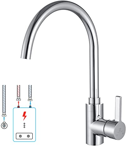 HOMELODY Niederdruck Armatur Küche Küchenarmatur für Untertischboiler Wasserhahn Küche Edelstahl 304 360° Drehbar Mischbatterie Küche Spültischarmatur für Untertischgerät