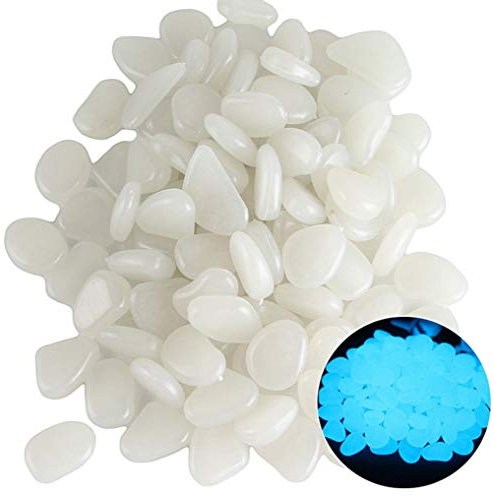 JK Home 50Pcs Résine Galet Fluorescent Extérieur Décoration Jardin Aquarium Blanc