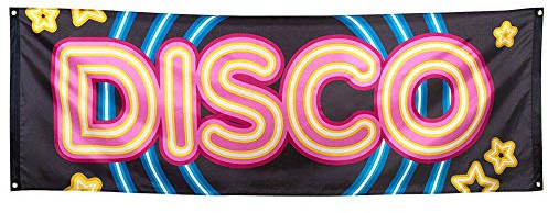 Boland 00753 - Banner Disco, Größe 74 x 220 cm, Polyester, Disco Fever, 70er Jahre, Wanddekoration, Hängedekoration, Fahne, Partydekoration, Geburtstag, Mottoparty, Karneval