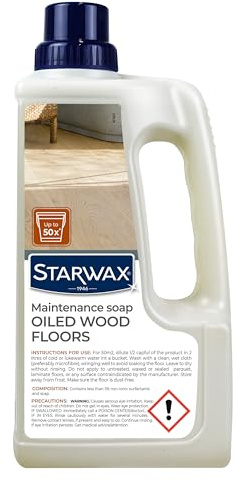 STARWAX Soap for Oiled Wood Floors 3x1 L | Cleans, nourishes & restores shine, fades scratches, no-rinse non-slip, plant oils, 36 doses for 60 m²