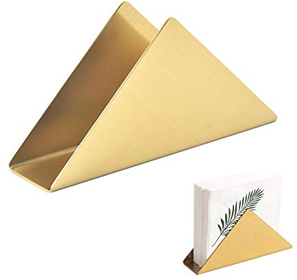 Lepidi Küche Serviettenspender, Vertikaler Serviettenhalter, Metall Papierserviettenhalter, Dauerhaft Einfachheit Rostfreier Stahl Dreieck Serviettenhalter für Küchenarbeitsplatten, Esstische (Gold)