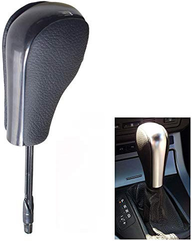 Hacreyatu Automatischer Schaltknauf aus Leder für BMW E36 E46 E39 E60 E61 E38 Z3 X5 E53 E81 E82 E87 E90 E91 E92 E93 E84 (Schwarz, Lang)