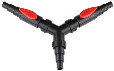 Pondlife CST-02F Schlauchverbinder Y-Stück 25/32/38mm mit 2X Absperrhähne