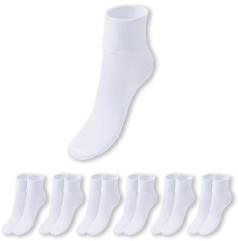 Prisco Calze Sanitarie Donna in Cotone Filo di Scozia, Calzini Sanitari Corti per Diabetici, senza Elastico per una Perfetta Circolazione, Calze Corte Infermiera Bianche o Nere, 6 paia (Bianco, 35-38)