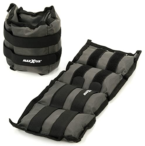 MAXXIVA Gewichtsmanschetten Laufgewichte Set GRAU 2 x 1,5kg Füllung Eisensand Joggen Workout Lauftraining Armgewicht Beingewicht