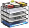 EasyPAG 5 Stück A4 Stapelbar Metall Büro Schreibtisch Organizer Dokumentenhalter Aktenablage Zeitschriftenhalter Briefablage Papier Magazin Organisator,Schwarz