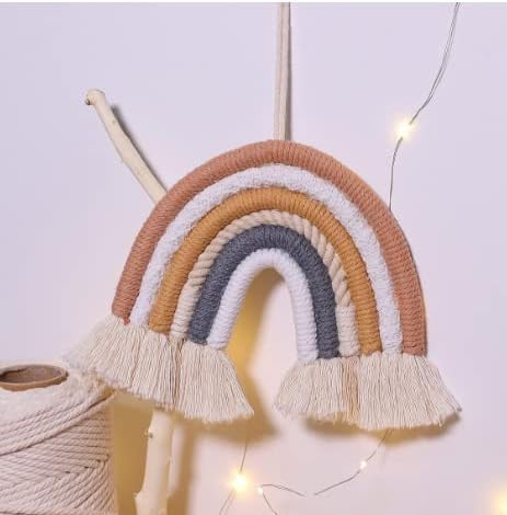 AIYONG Regenbogen Wandbehang Kinderzimmer Handgewebte Makramee Regenbogen Wanddeko mit Ball Boho für Kinderschlafsaal Deko Bohomian babyzimmer, Kindergeburtstag Deko, Deko Schlafzimmer