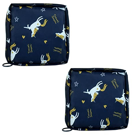2 Pack Sanitary Napkin Storage Bag, Menstrual Cup Pouch, Portable Pads Feminine Menstruation First Period Bags for Teen Girls, Women, Ladies (Unicorn)