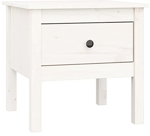 vidaXL Beistelltisch Couchtisch Wohnzimmertisch Kaffeetisch Sofatisch Teetisch Tisch Nachttisch Holztisch Weiß 50x50x49cm Massivholz Kiefer