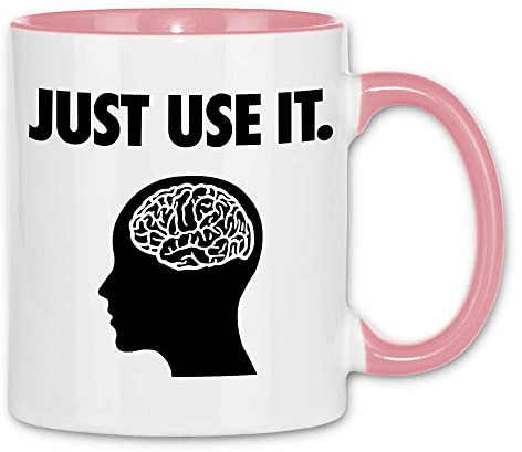 wowshirt Tasse Gehirn Intelligenz IQ Parodie Nerd Geek Student Uni Gag, Farbe:White - Pink