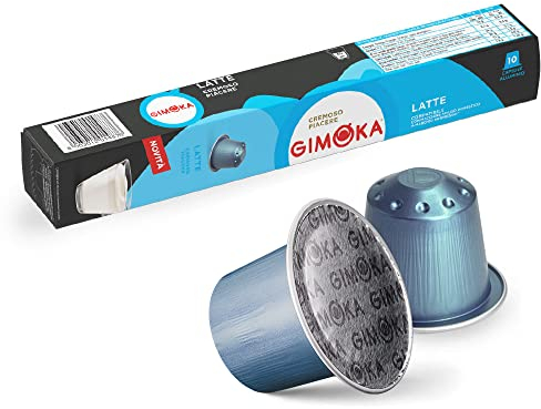 Gimoka Goût LAIT - 100 Capsules Aluminium - Compatibles avec les machines à café à usage domestique Nespresso* - Produit en Italie (lot de 10 x 10)