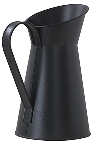 CIYODO Vintage Vase Black Vase Iron Vase Home Furnishings Black Flower Vase Vintage Flower Vase Household Black Tin Flower Bucket Flower Jug Retro Vase