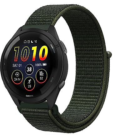 Niboow 22mm Cinturino per Garmin Forerunner 265/Forerunner 255/Forerunner 255 Music, Nylon Cinturino per Garmin Vivoactive 4/Venu 2/Amazfit GTR 4/GTR 3 PRO/Xiaomi Watch S1/S1 Active-Verde