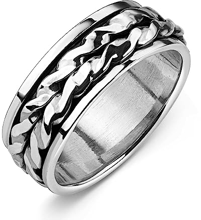 Materia Anti Stress Ring Silber 925 Herren - Spinner Schmuck SR-1-65