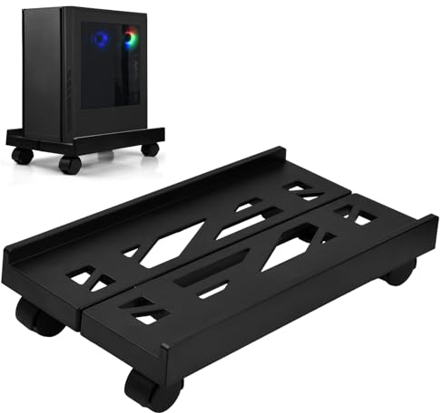 Soporte para CPU para PC Ajustable, Soporte de Torre para Computadora, Carro de CPU Móvil con Ruedas para Ordenador de Escritorio Bajo Mesa Caja de Computadora Negro MAX 80kg