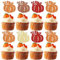 Gyufise Kürbis-Cupcake-Topper, Glitzer, Herbst-Thema, Kürbis-Cupcake-Picks, Herbsternte, Motto Babyparty, Kindergeburtstag, Erntedankfest, Kuchendekorationen, gemischte Farben, 24 Stück