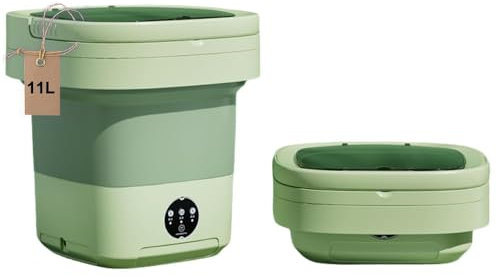 Portable washing machine,Mini Washer,8L upgraded large capacity foldable Washer.Deep cleaning of underwear, baby clothes and other small clothes.Suitable for apartments, dormitories, hotels (Green)