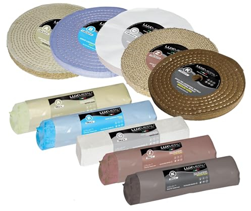 Lux Metal 5 Polierscheibe 300 mm 5 polierpaste 1000 g set DIY kit Polierset Schleifpaste Metall, Aluminium, Bank Poliermaschine, Edelstahl, Messing, Kupfer, Holz, Kunststoff, schleifmaschinen, messer